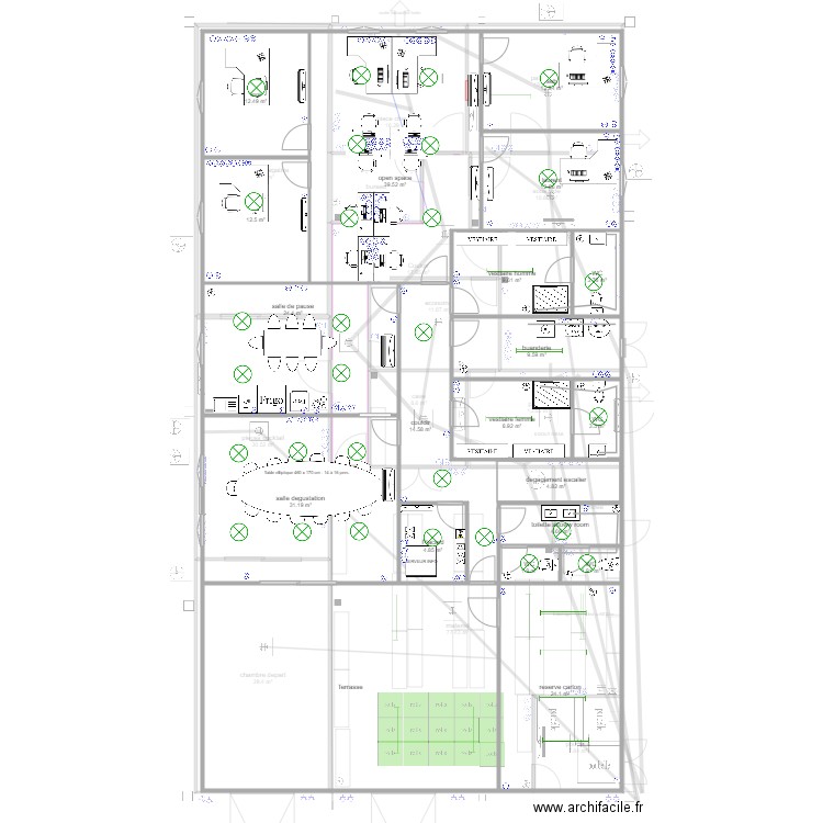 plan montussan v16 tuyau eau usée. Plan de 35 pièces et 607 m2