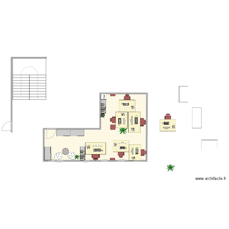 Bureau. Plan de 1 pièce et 36 m2