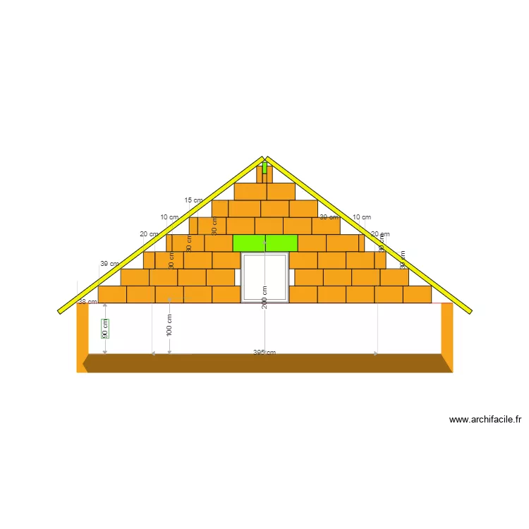 pignon brique. Plan de 