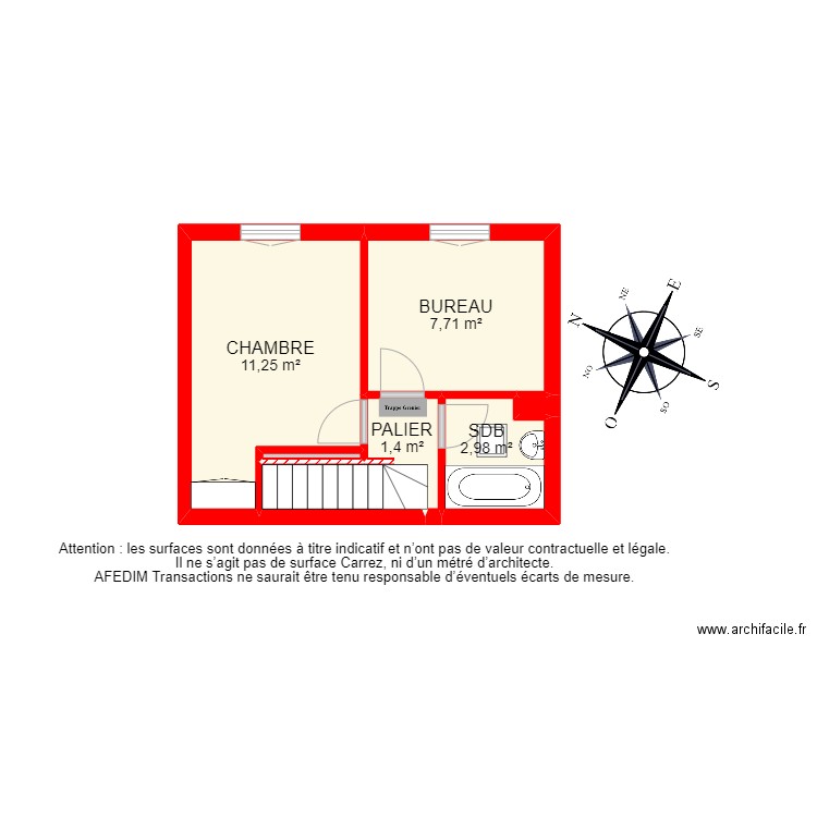 BI 13553. Plan de 19 pièces et 77 m2