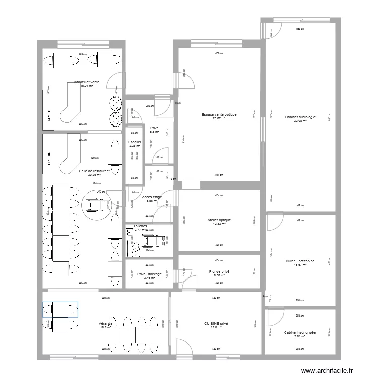 Configuration restaurant. Plan de 