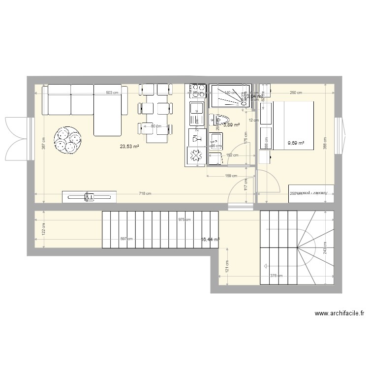 F2 BOBIGNY 5. Plan de 5 pièces et 54 m2