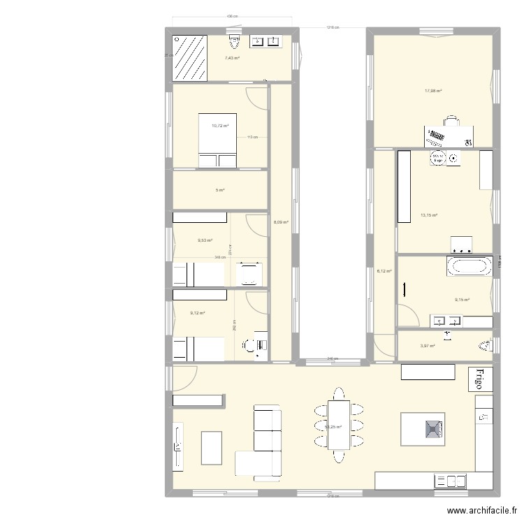 V3 nique ta mere. Plan de 12 pièces et 154 m2