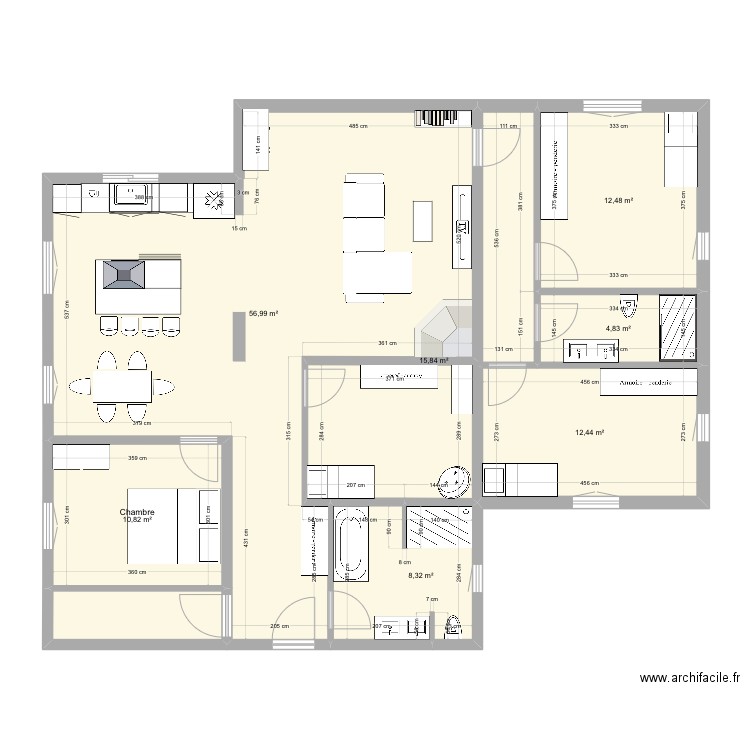 Maison  option 2. Plan de 8 pièces et 125 m2