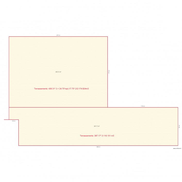 volume des deblais. Plan de 0 pièce et 0 m2