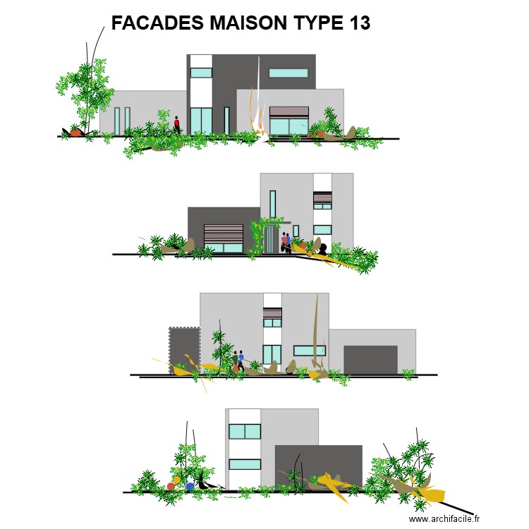 FACADE MAISON TYPE 13. Plan de 0 pièce et 0 m2