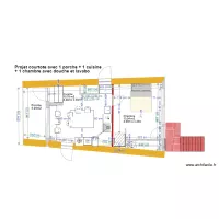 plan courtote apr&egrave;s  travaux avec cuisine + chambre sdb