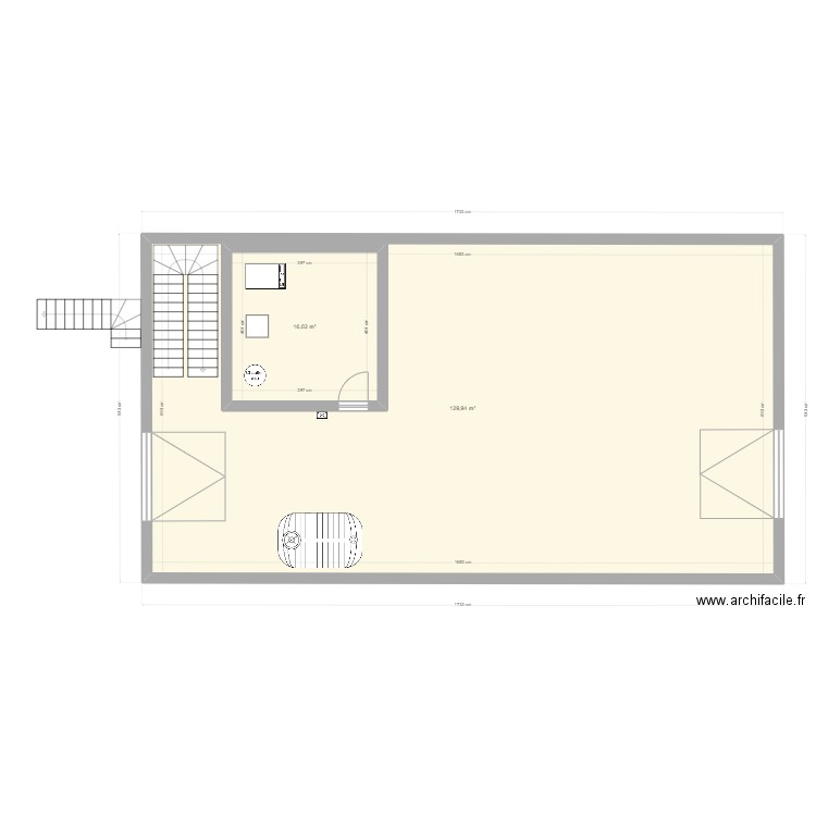 JOUGLA. Plan de 2 pièces et 166 m2