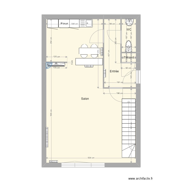 Appartement Hamoir. Plan de 4 pièces et 45 m2