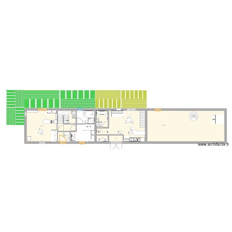 Projet 1 rez de chaussée maison bleue et petite grange. Plan de 0 pièce et 0 m2