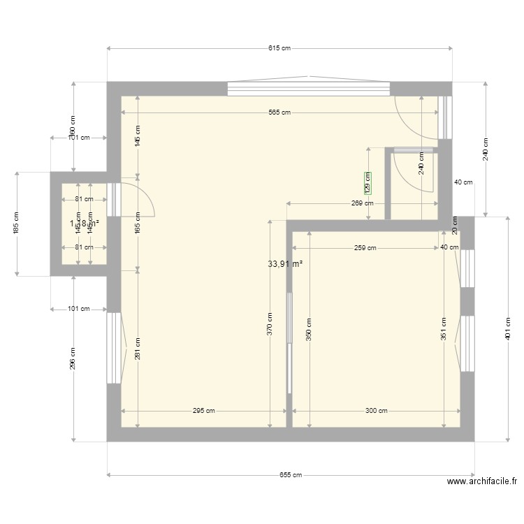 Petite maison 2. Plan de 2 pièces et 35 m2
