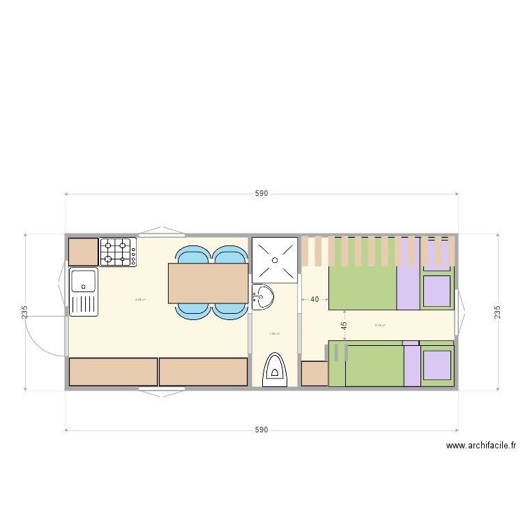 Conteneur 20 pieds B. Plan de 0 pièce et 0 m2