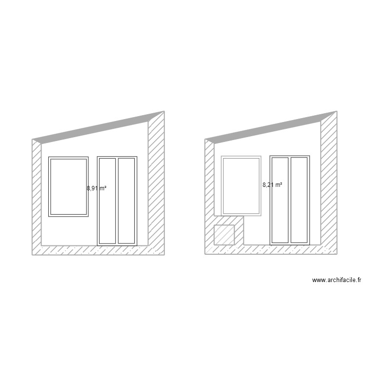 PLAN COUPE CHAUFFERIE BUANDERIE. Plan de 3 pièces et 17 m2