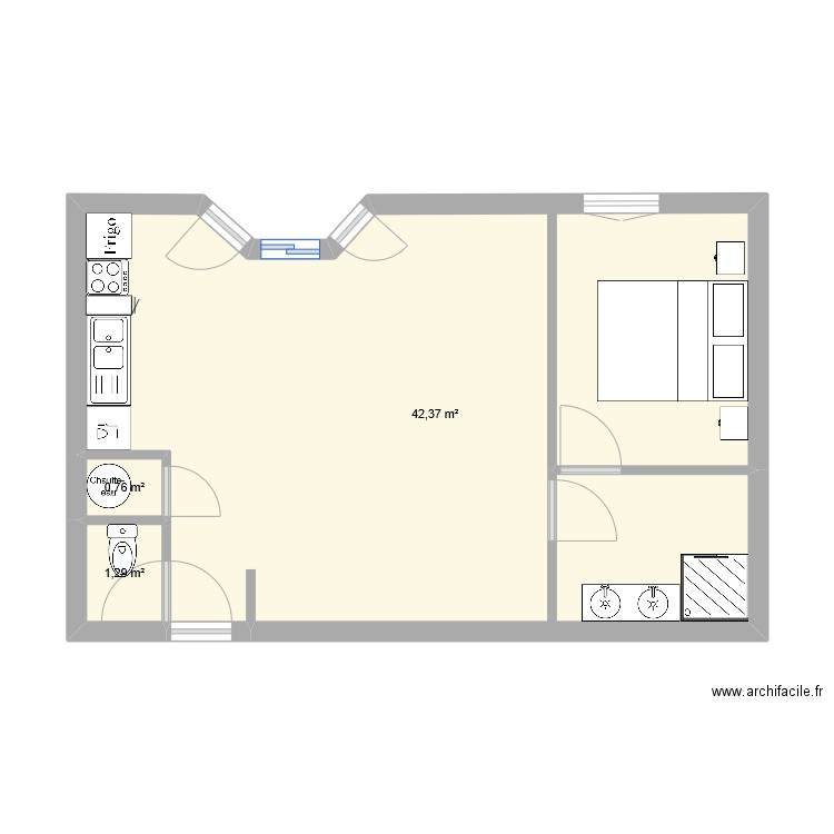 christophe appartement. Plan de 3 pièces et 44 m2