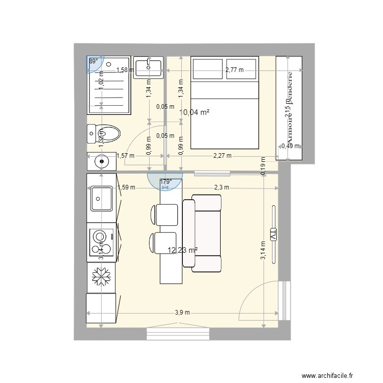 studio. Plan de 0 pièce et 0 m2