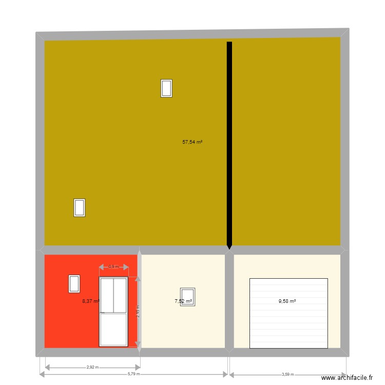 tonnara FACE ARRIERE COTE JARDIN. Plan de 4 pièces et 83 m2