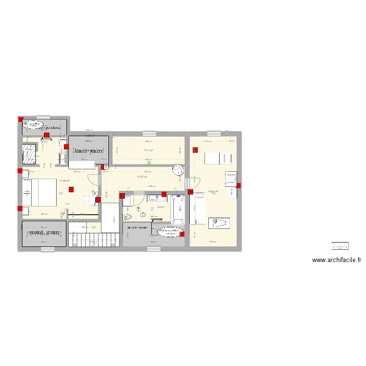 3 Etage LCSB avec 2 chambres. Plan de 10 pièces et 77 m2