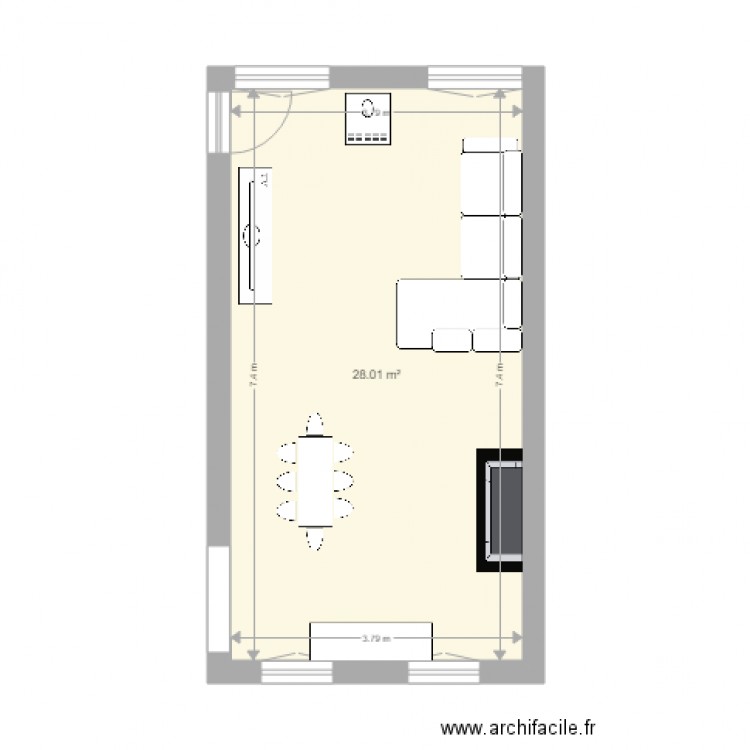 séjour canape rouge. Plan de 0 pièce et 0 m2