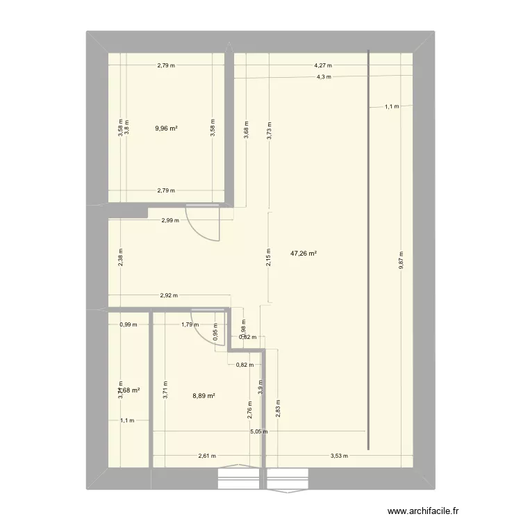 Appart Montalieu chambre1. Plan de 4 Pièces et 70 m²