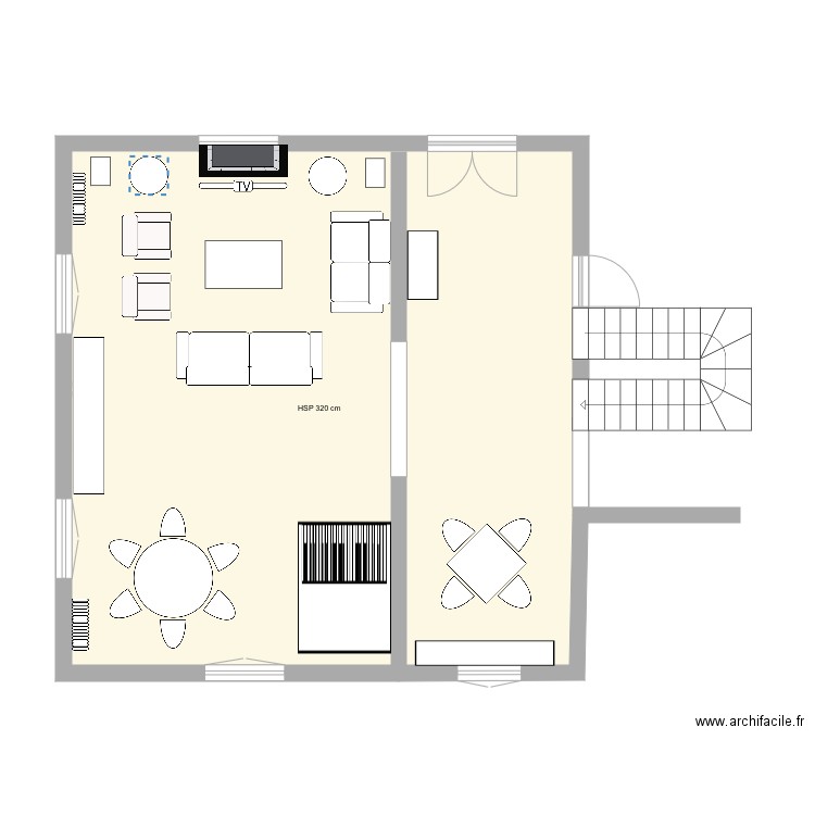 Salon version cheminée. Plan de 0 pièce et 0 m2