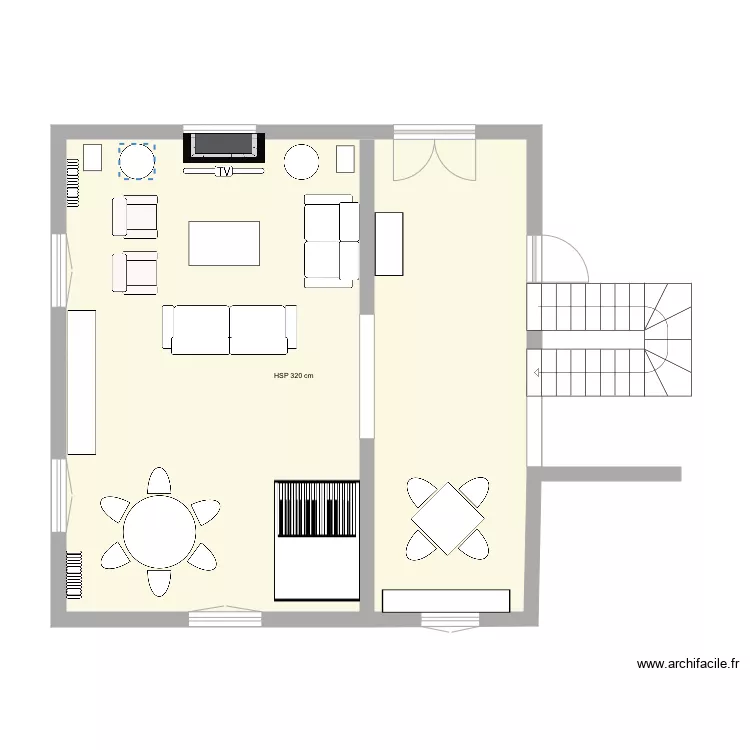 Salon version cheminée. Plan de Salon version cheminée. Plan de