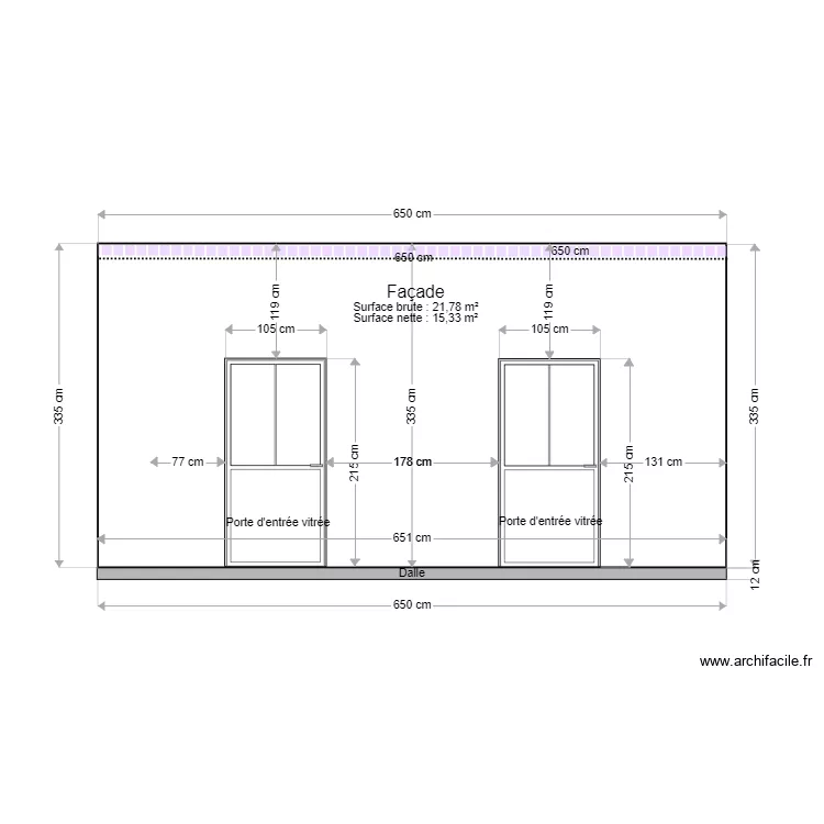 Local Technique Fa&ccedil;ade avant. Plan de 