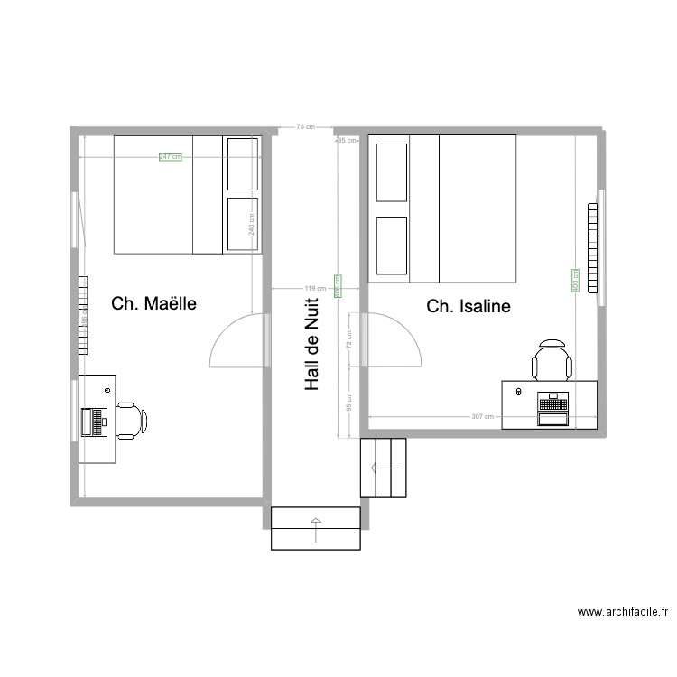 Hall de Nuit et Chambres Filles. Plan de 0 pièce et 0 m2