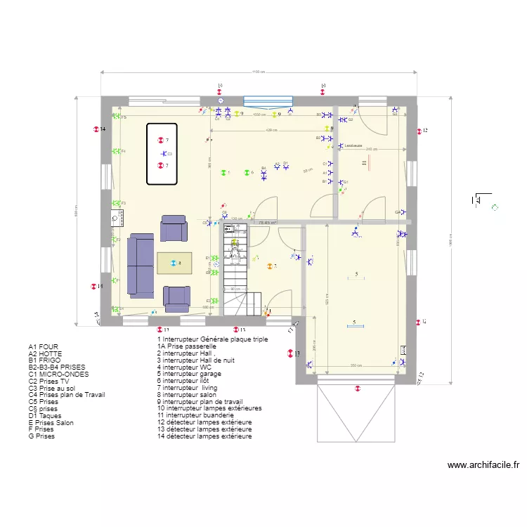 Plan &eacute;lectrique rdc. Plan de 