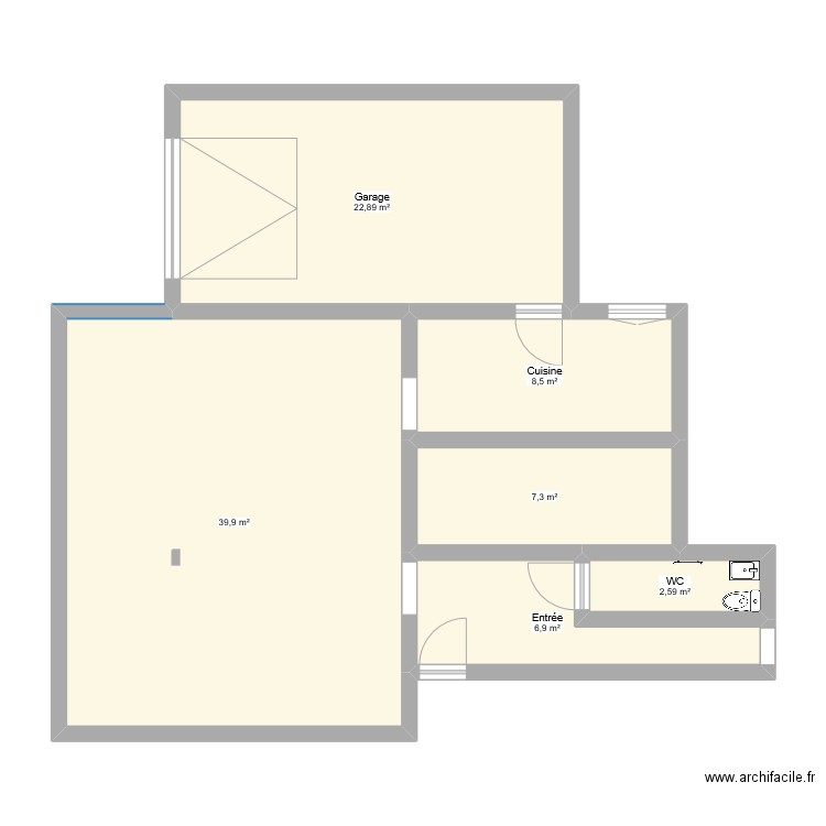 Maison. Plan de 6 pièces et 88 m2
