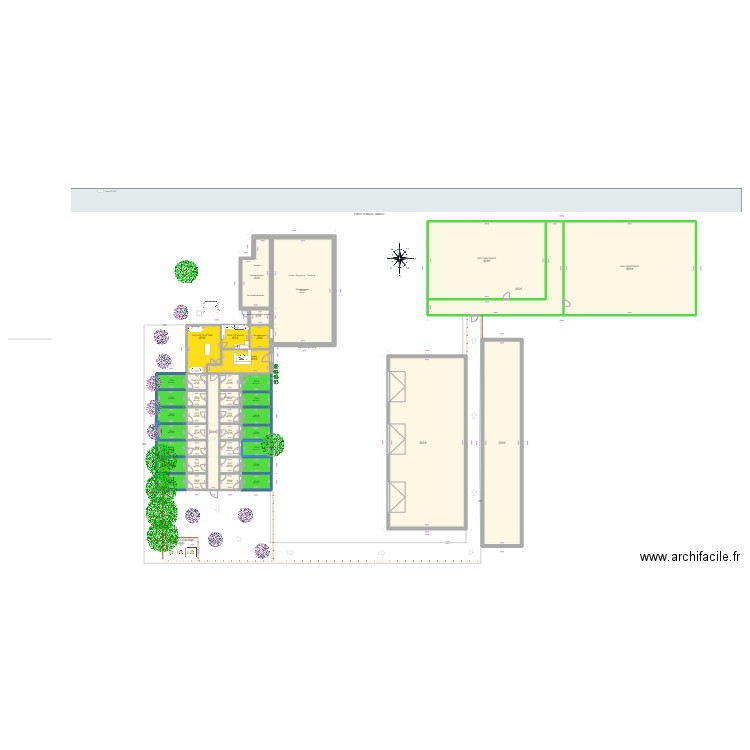 extention atelier. Plan de 41 pièces et 1113 m2