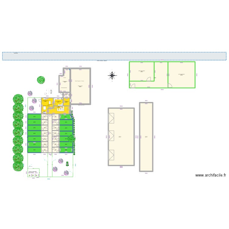 extention atelier. Plan de 41 pièces et 1113 m2