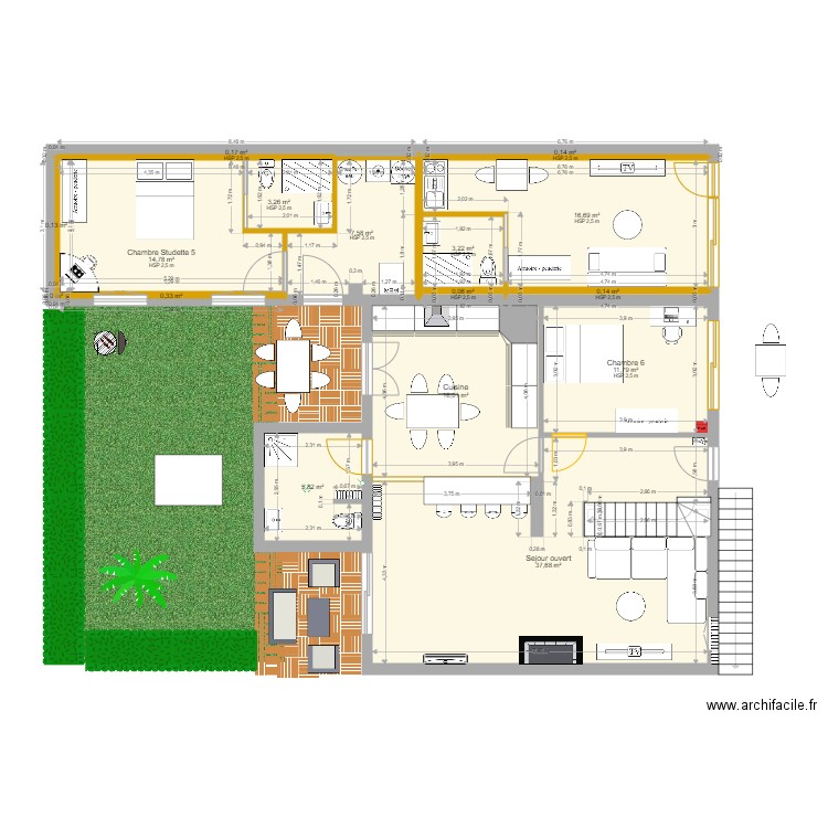 CH ABADIE CIBLE 6 Chambres et 2 T1. Plan de 31 pièces et 231 m2