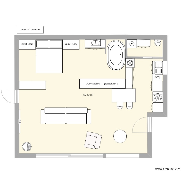  2 Ras. Plan de 1 pièce et 55 m2