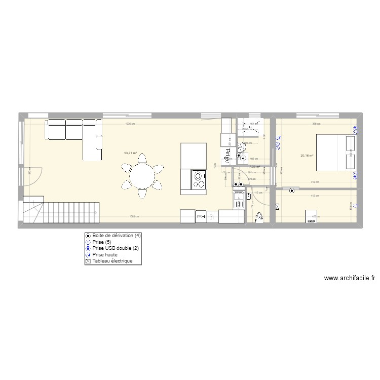 Villa 3 rdc PC_CH1. Plan de 3 pièces et 81 m2
