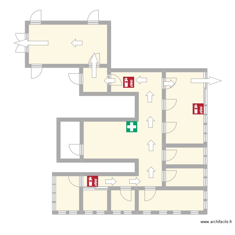 PLAN D'EVACUATION. Plan de 10 pièces et 91 m2