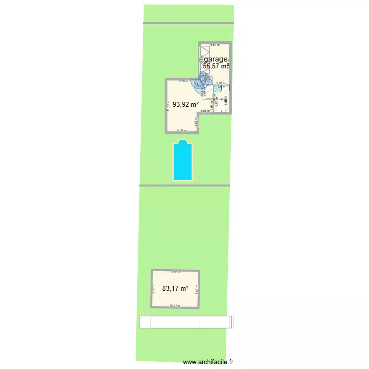 maison 1. Plan de 6 pièces et 265 m²