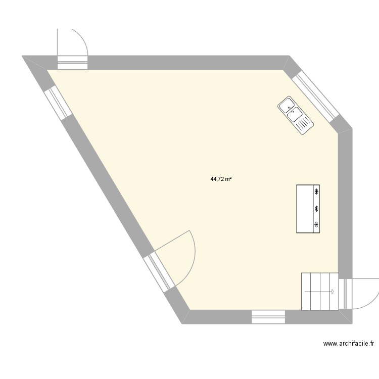 Buanderie. Plan de 1 pièce et 45 m2