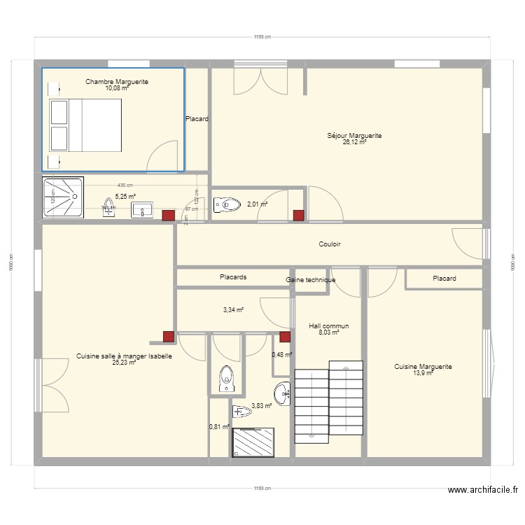 La maison Pegaz. Plan de 16 pièces et 113 m2