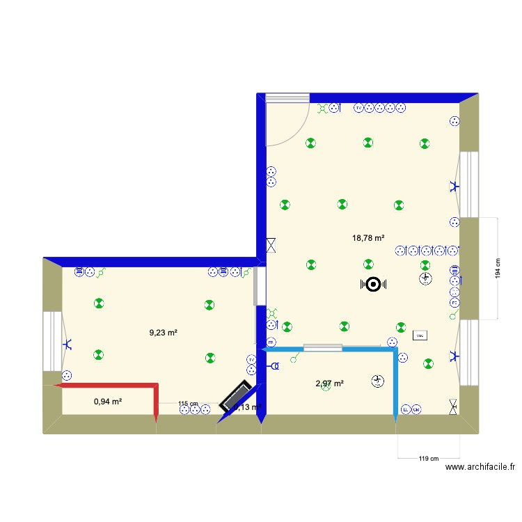 Louis Pasteur Electricité. Plan de 5 pièces et 32 m2