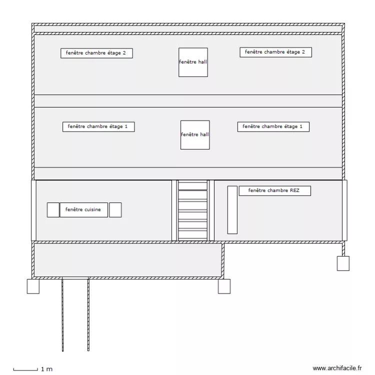 FACADE AVANT - NORD -sans cotations-. Plan de 