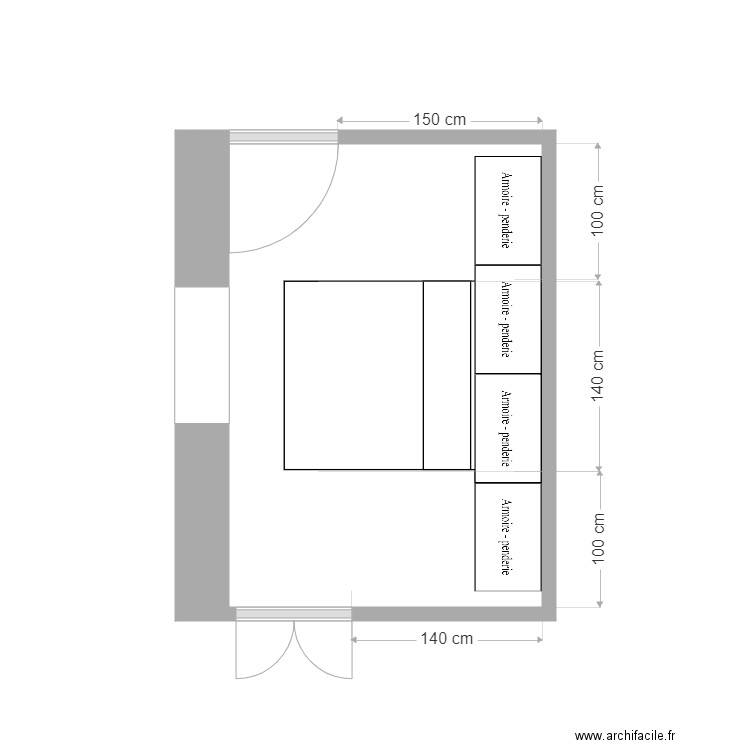 Chambre Chio. Plan de 1 pièce et 8 m2