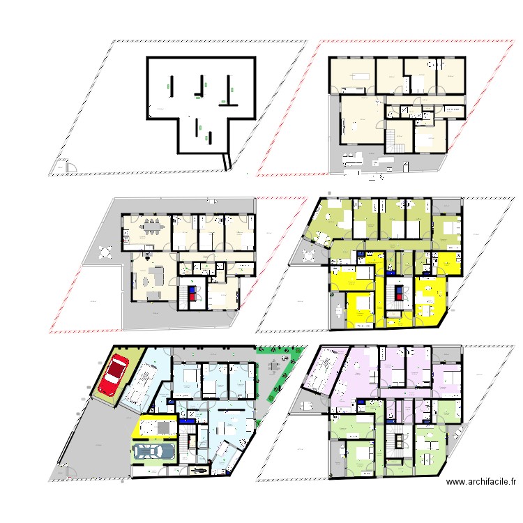 RDC. Plan de 128 pièces et 1544 m2