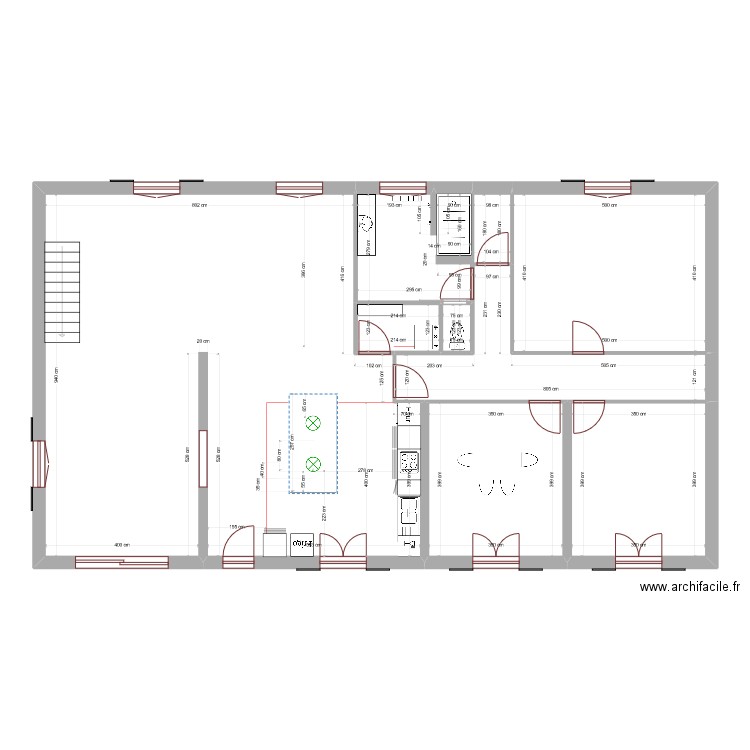 ilot 2. Plan de 8 pièces et 156 m2