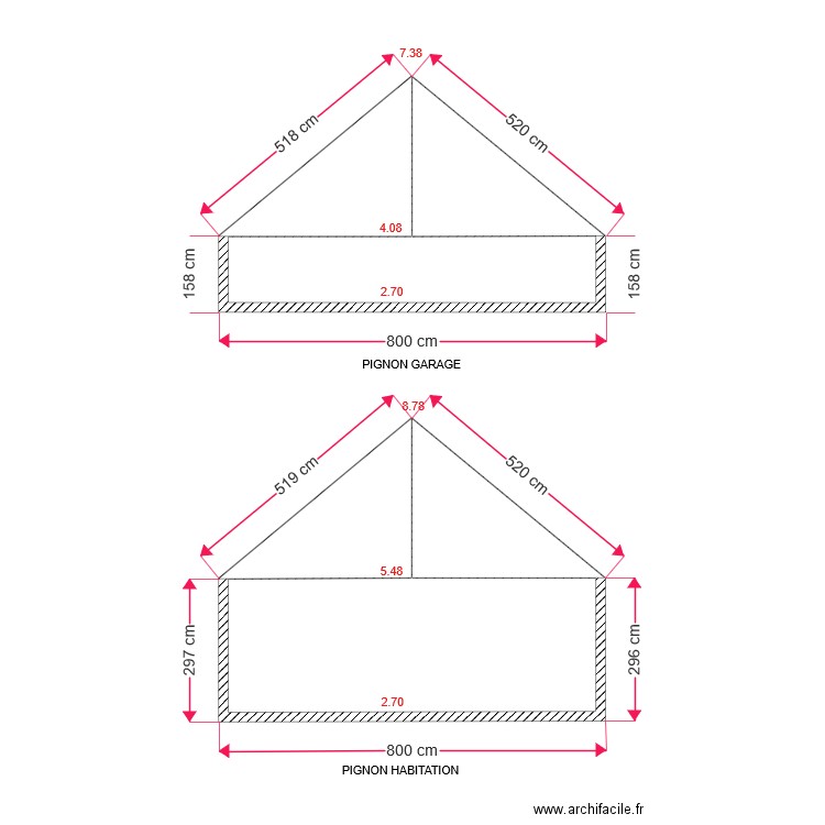 Pignons. Plan de 0 pièce et 0 m2