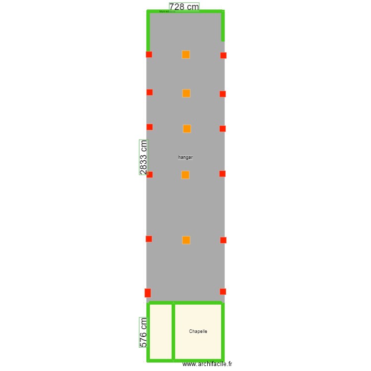 coupe hangar mi hauteur. Plan de 0 pièce et 0 m2