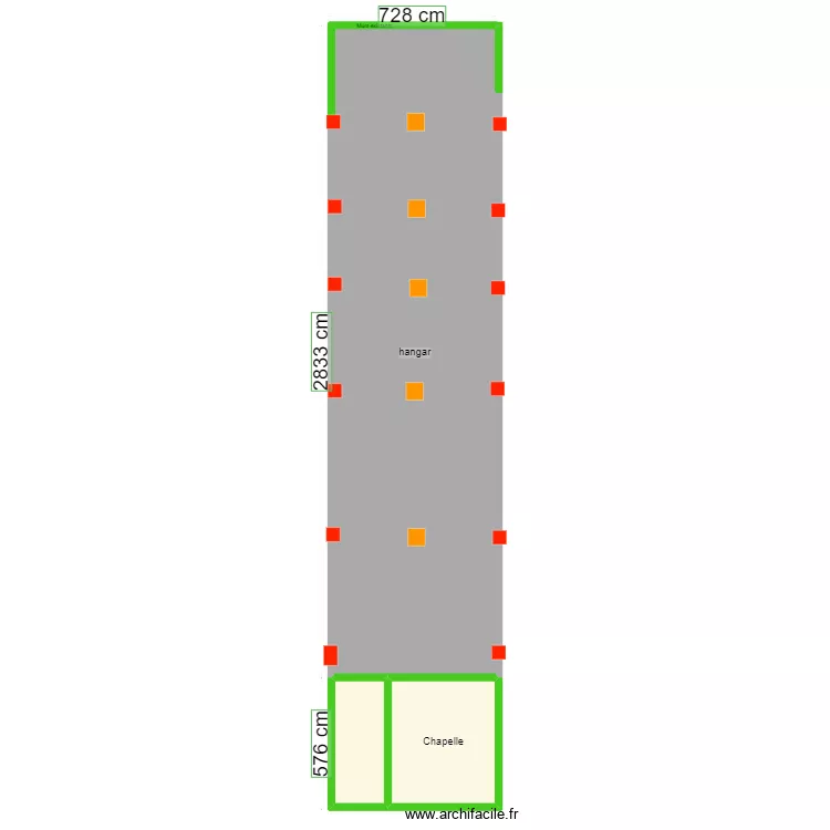 coupe hangar mi hauteur. Plan de 