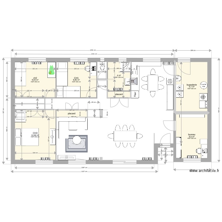 maison gaudin guéret 2. Plan de 8 pièces et 55 m2