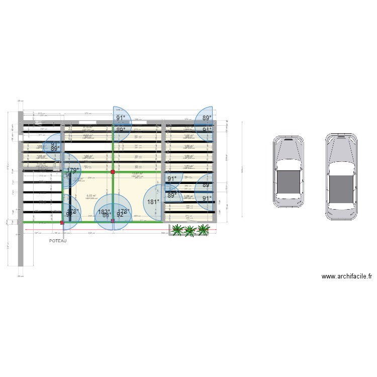 CARPORT. Plan de 16 pièces et 42 m2