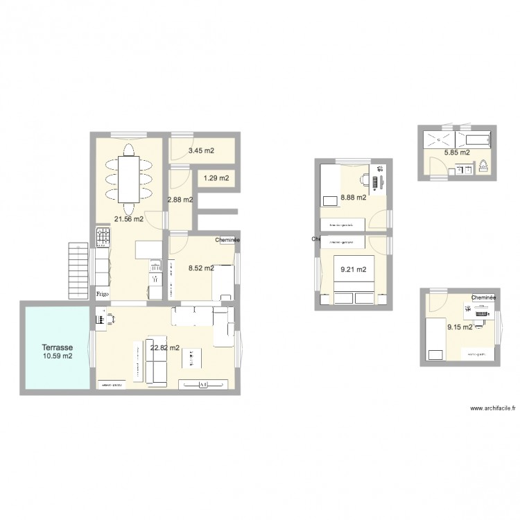 Aménagement Option Avancée et terrasse. Plan de 0 pièce et 0 m2