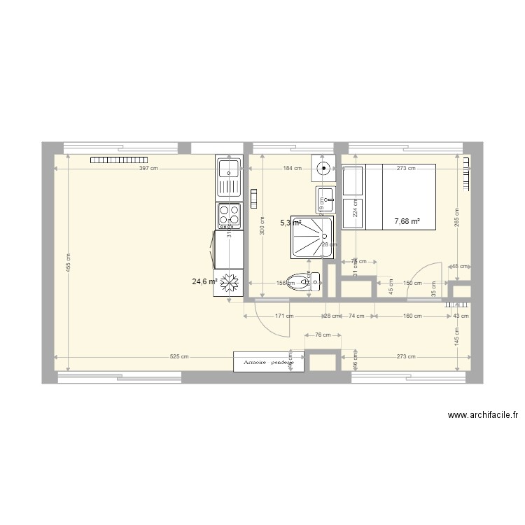 Appartement T1. Plan de 0 pièce et 0 m2